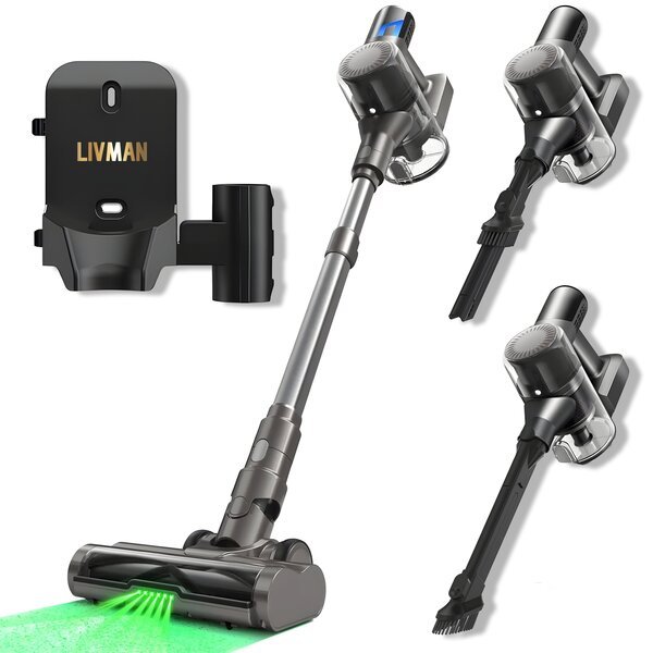 Imuri LIVMAN TD1-Mate– 2in1 täysikokoinen ja kädessä pidettävä johdoton imuri, jossa LED-näyttö, LED-valaistus paremman lian näkyvyyden takaamiseksi ja tehokas 5-vaiheinen suodatusjärjestelmä, 2200mAh, 420W, 33kPa