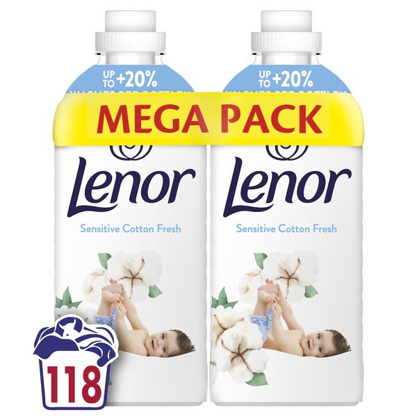 Lenor kankaan pehmennin Sensitive Cotton Fresh, 2x1,239 l