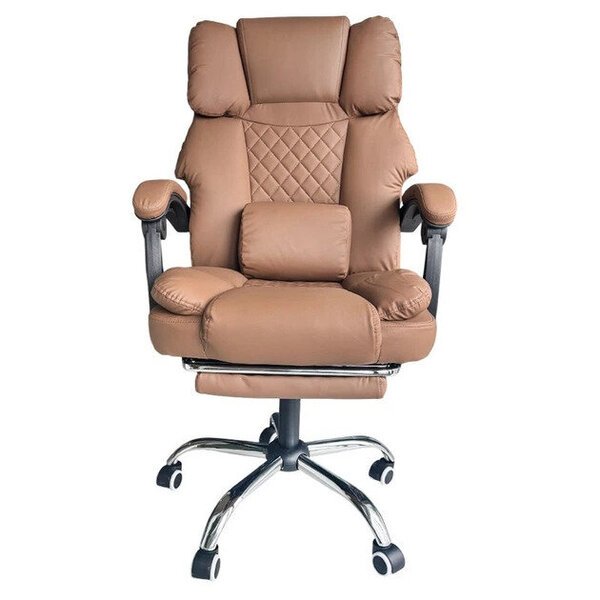 MASTER PRESTIGE -työtuoli, jossa on eko-nahkainen pyörivä jalkatuki ja hierontatyyny - kahvinvärinen