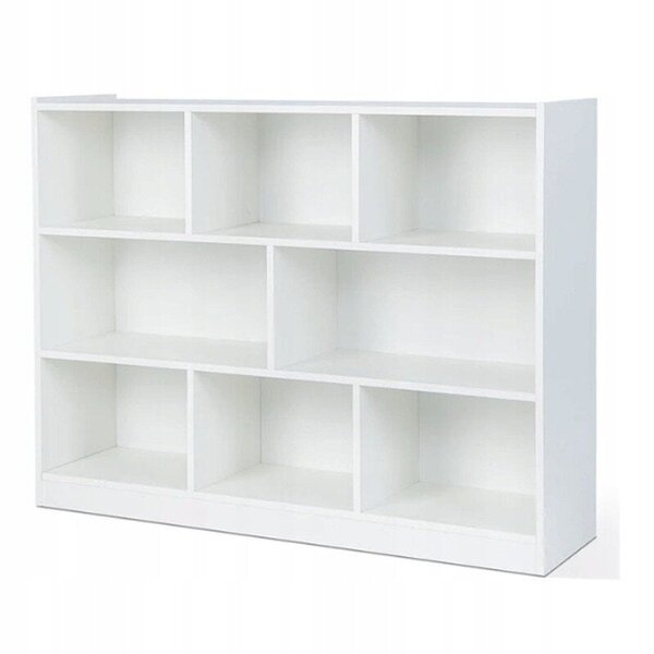 Moderni valkoinen avoin kirjahylly