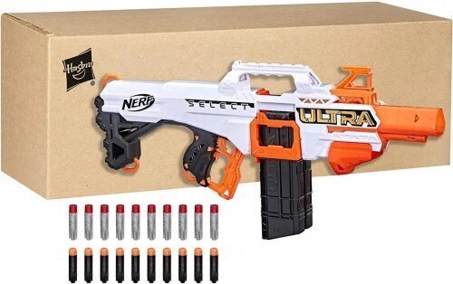 Nerf Ultra Select -automaattikivääri, jossa on 20 luotia