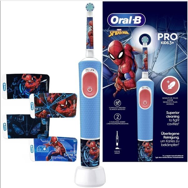 Oral-B Pro Kids3+ Spiderman, Marvel, sähköhammasharja lapsille, 1 pehmeä harja, ajastin ja värinä