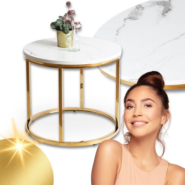 Pyöreä sohvapöytä Mebel Elite CLIFF valkoinen marmori