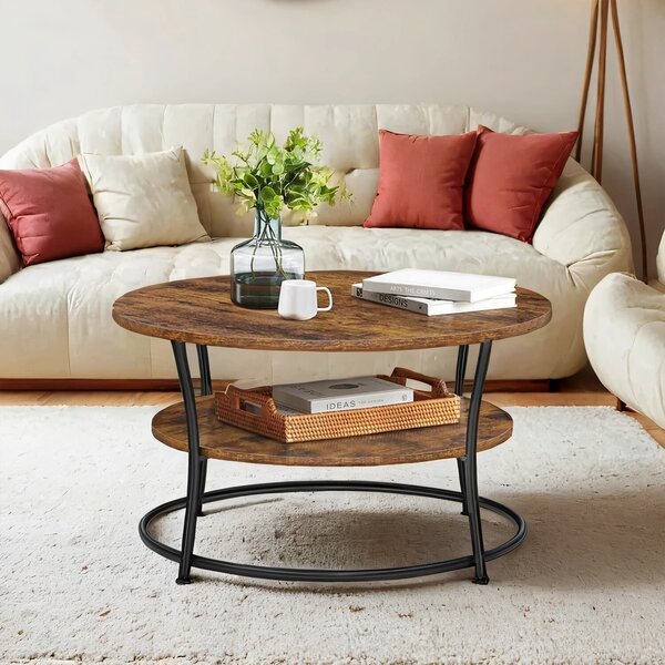 Pyöreä sohvapöytä, 80x46.5 cm, Tummanruskea