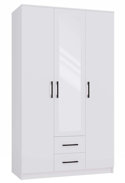 Romana-vaatekaappi, 205 x 120 x 52 cm, valkoinen