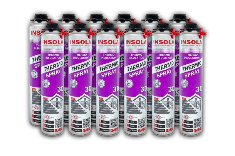 Ruiskutettava lämpöeristys INSOLA Thermo Spray 3D, 850 ml (12 kpl)