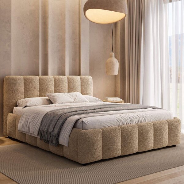 Sänky MAGNATE + Patja SAPNAS 2 XL|160x200|Hiekka #8|Bouclé