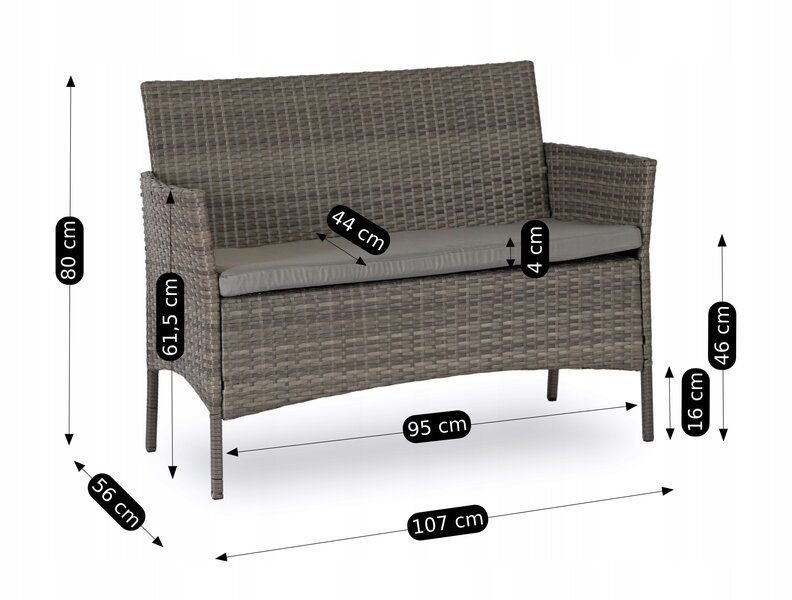 Technorattan Patio Puutarhakalustesarja Harmaa MISSISIPI MISSISIPI