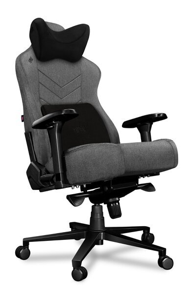 Tietokonetuoli Yumisu 2053 Cloud Black pelaajille, kangasverhoilu, vaaleanharmaa-musta