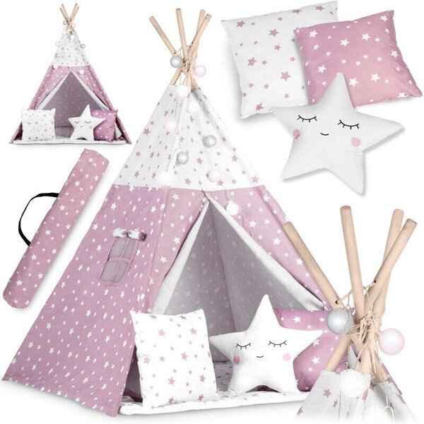 Wigwam - teltta tarvikkeineen Nukido, pinkki/valkoinen