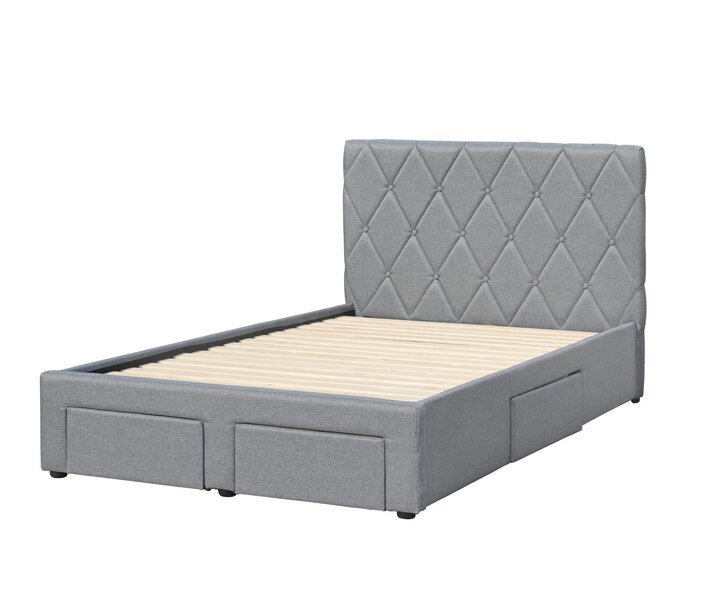 Yhden hengen sänky Halmar Betina 120x200 harmaa laatikoilla ja säleikköpohjalla