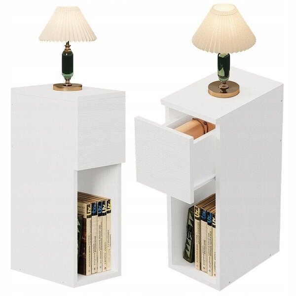 Yöpöytä hyllyllä, 30 x 20 x 55 cm, valkoinen