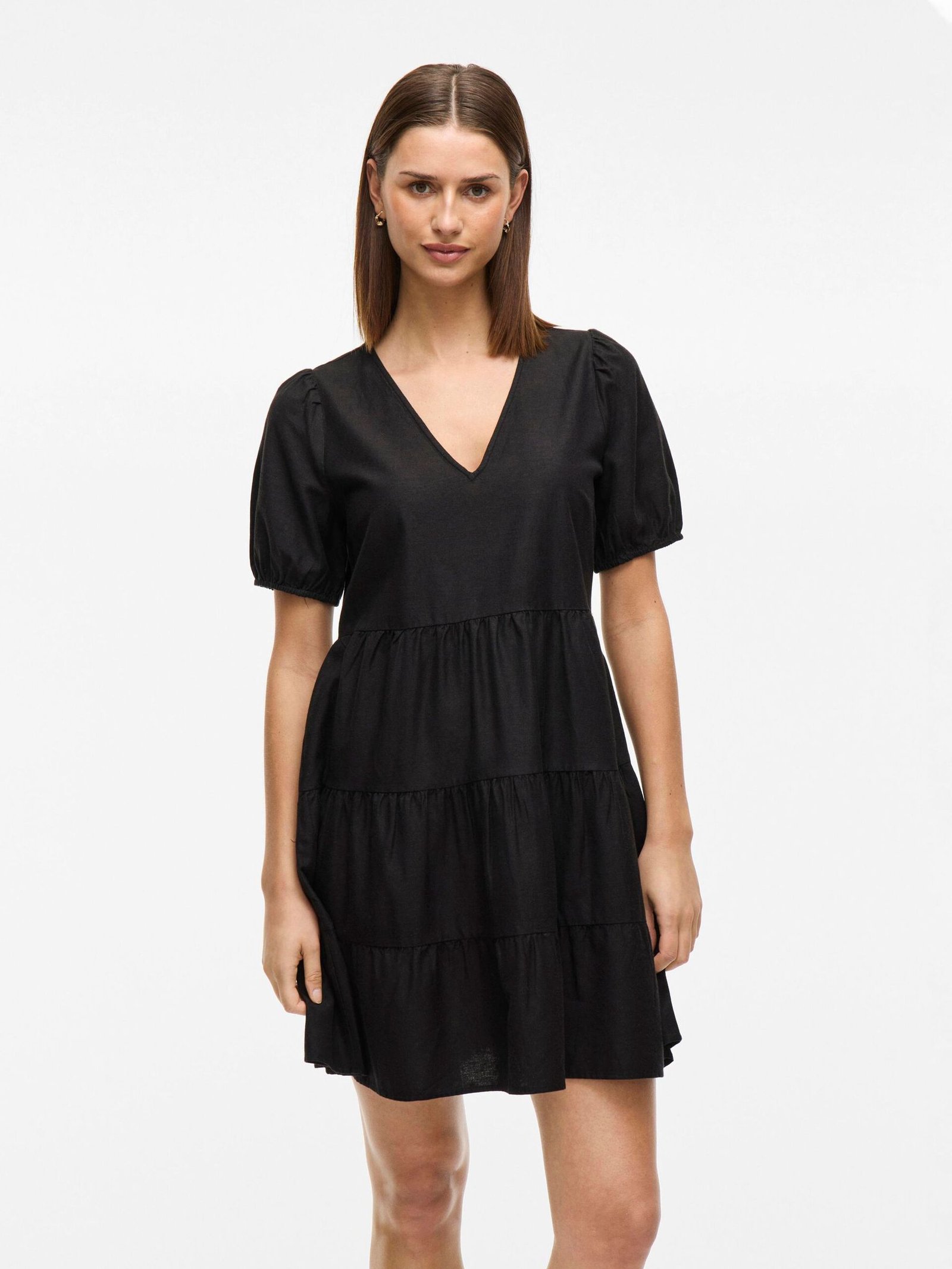 Vila mekko Viprisilla New S/S Short Dress, Black Beauty