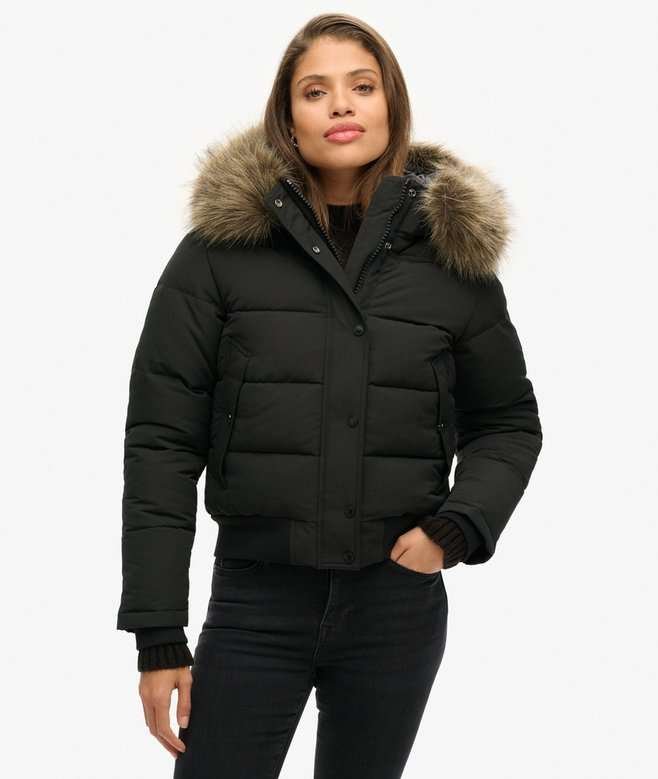 Superdry naisten takki Everest Hooded Bomber Jkt, musta