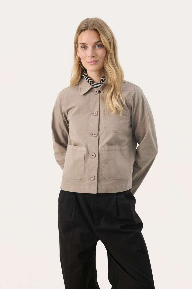 Part Two Naisten Lyhyt Puuvillatakki, FREDA JACKET Desert Taupe