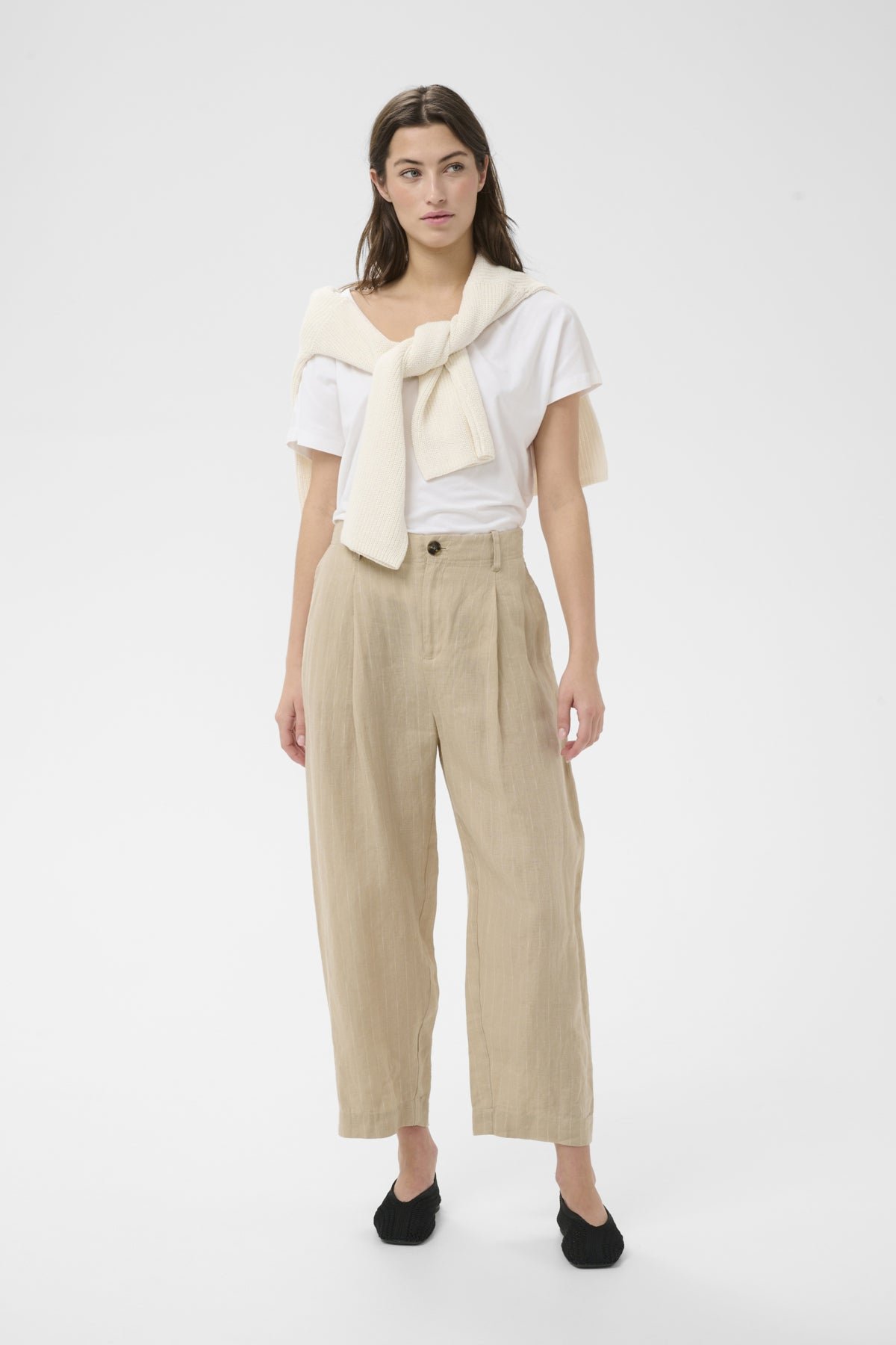 Part Two naisten housut NETTASPW PA, Neutral Pinstripe