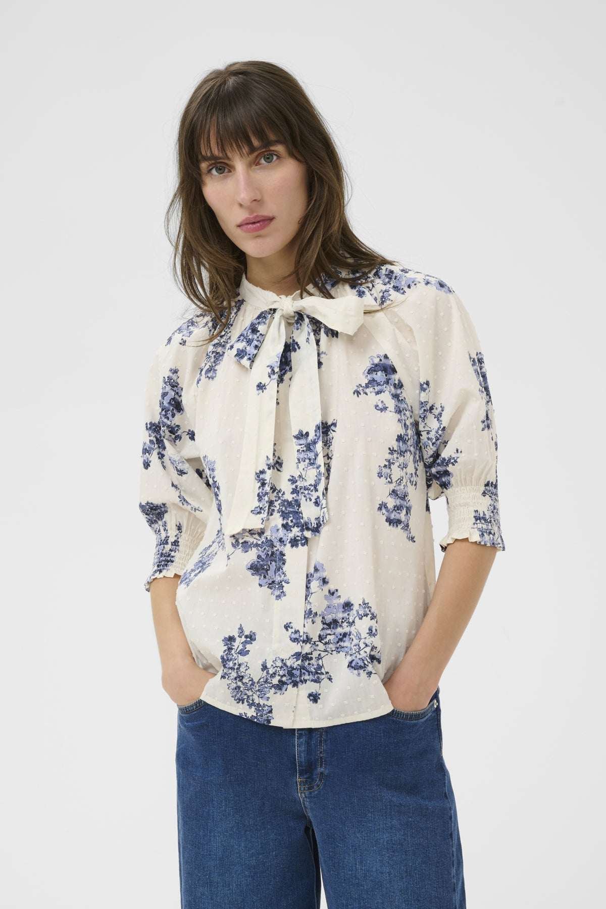 Part Two naisten pusero ALMERAPW SH, Blue Shadow Flower Print