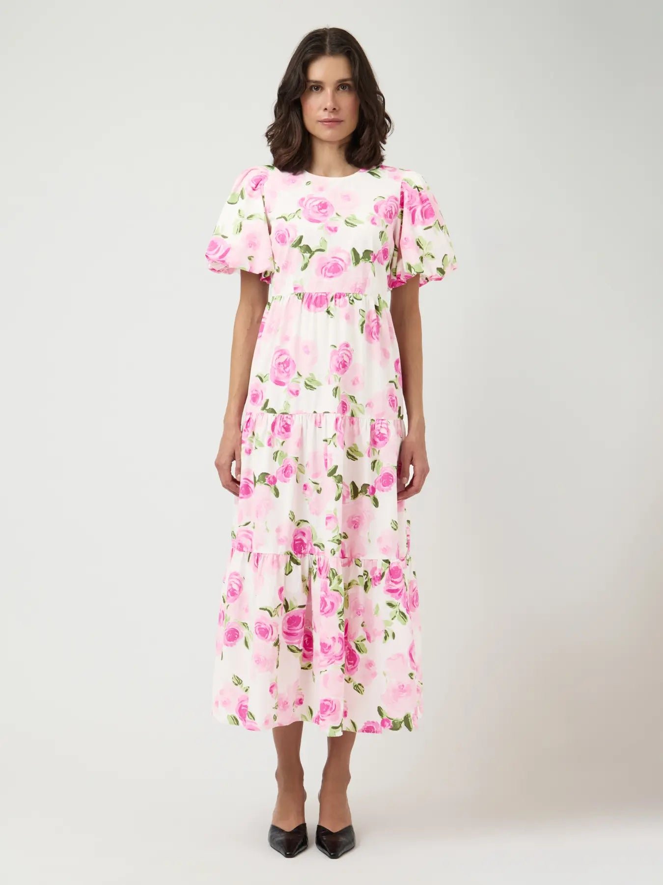 Y.A.S mekko YASColea SS Ankle Dress, Star White Pink Emula