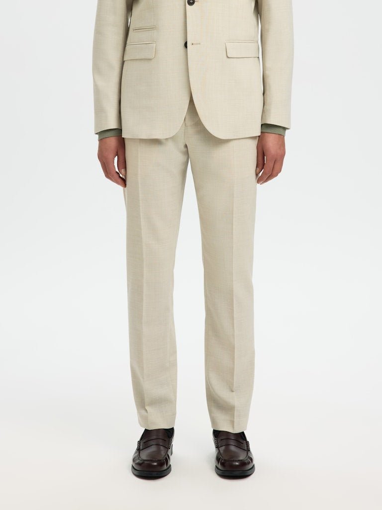 Selected miesten suorat housut SLHSLIM-Oasis Linen Trs, Egret