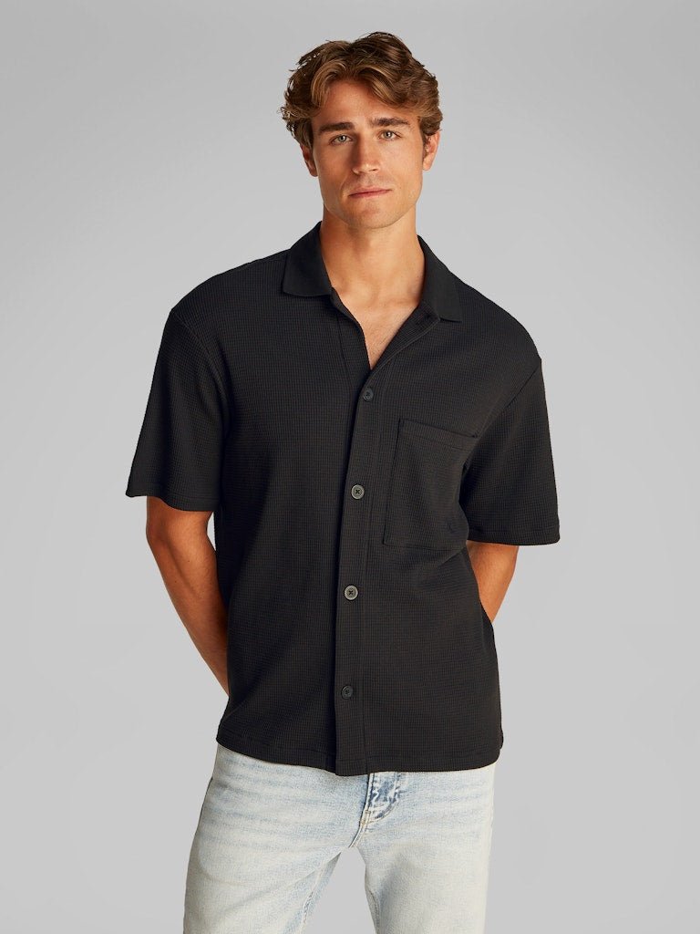 Calvin Klein Jeans miesten paitatakki, CHUNKY WAFFLE SS HWK OVERSHIRT Musta