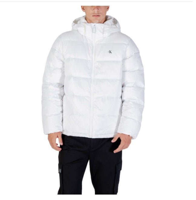 Calvin Klein Jeans miesten untuvatakki, K LS NYLON ZIPOFF HOOD DOWN PUFFERJACKET Valkoinen