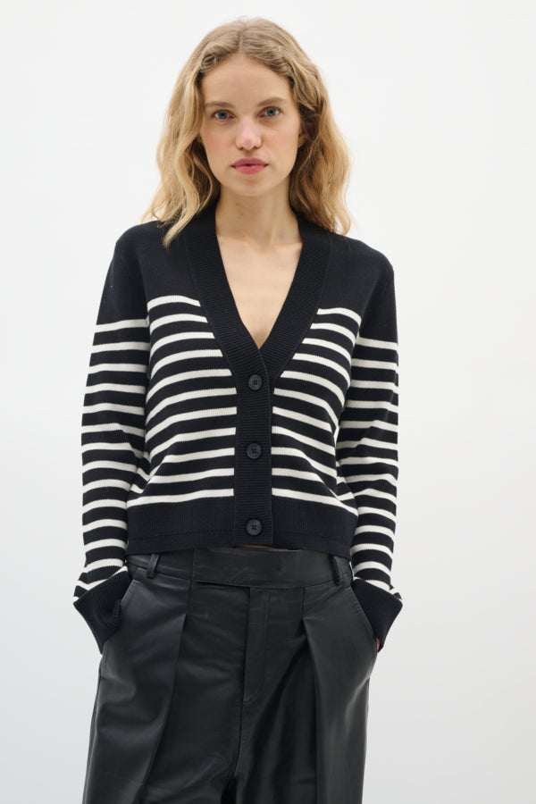 Inwear naisten neuletakki, WALLISIW CARDIGAN Black Stripe