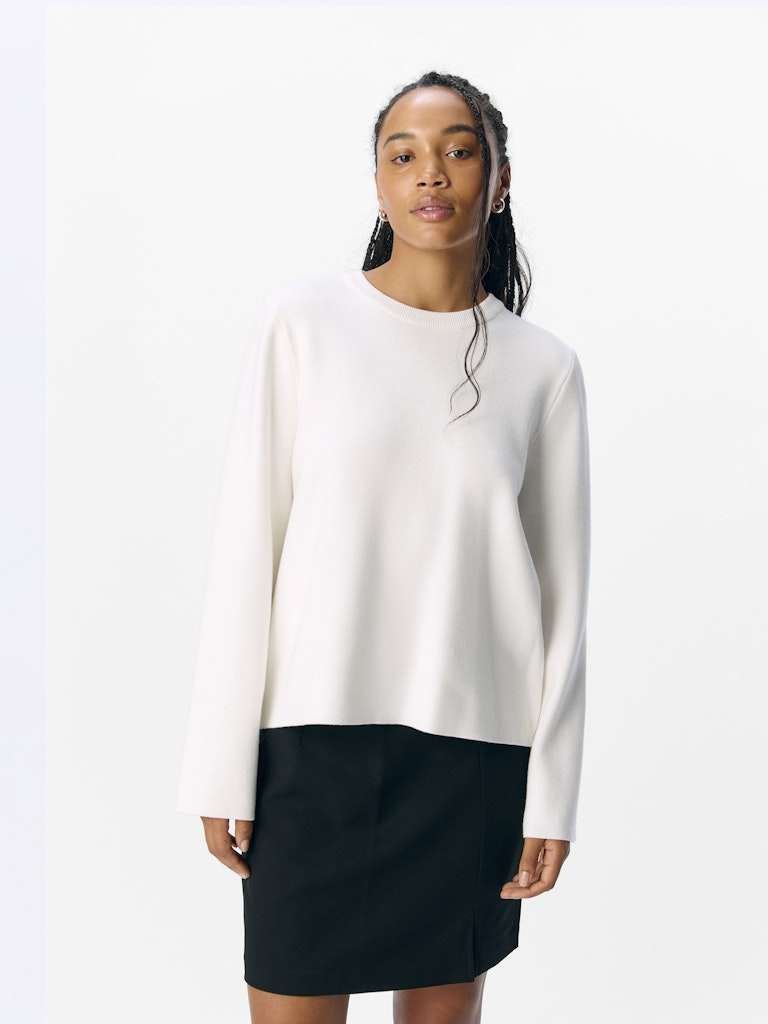 Object naisten neule,  OBJREYNARD SQUARE SLEEVE O-NECK  Cloud Dancer
