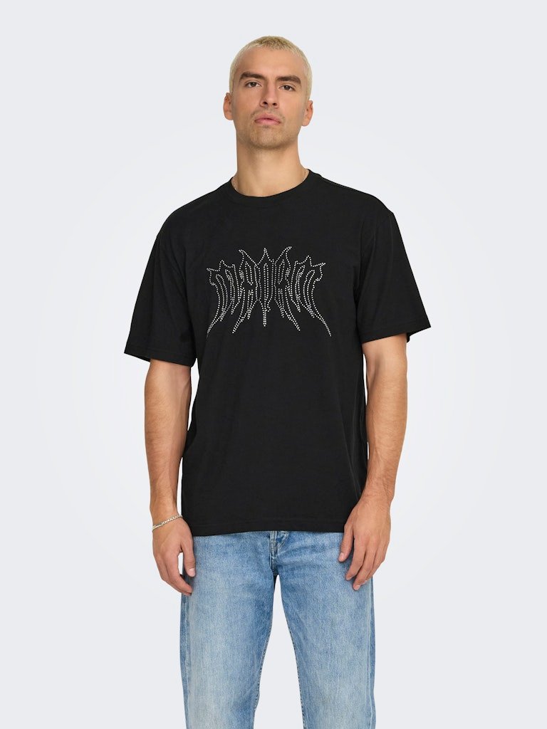 Only and Sons miesten t-paita, RHINESTONE RLX SS TEE Musta