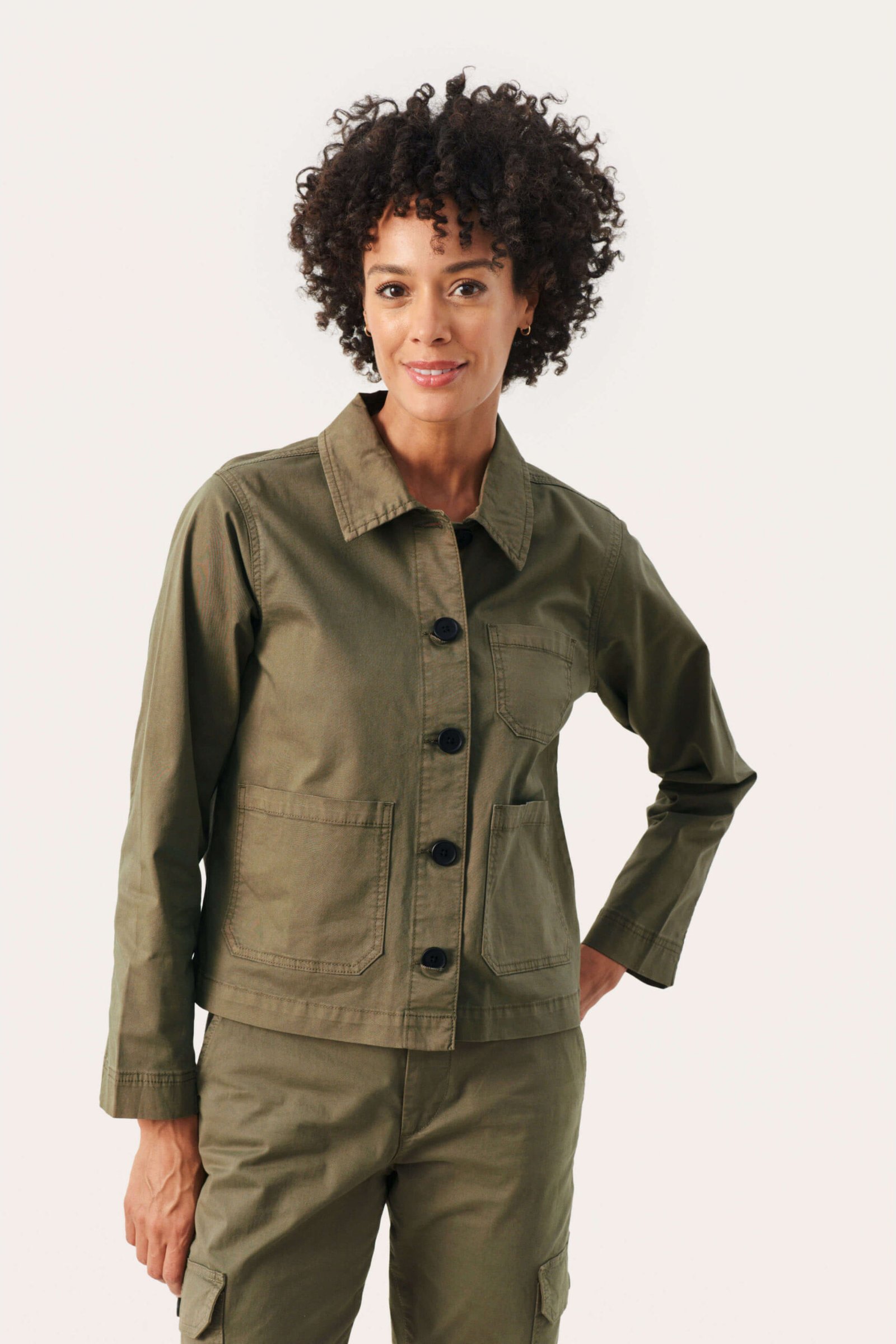 Part Two Naisten Lyhyt Puuvillatakki, FREDA JACKET Khaki