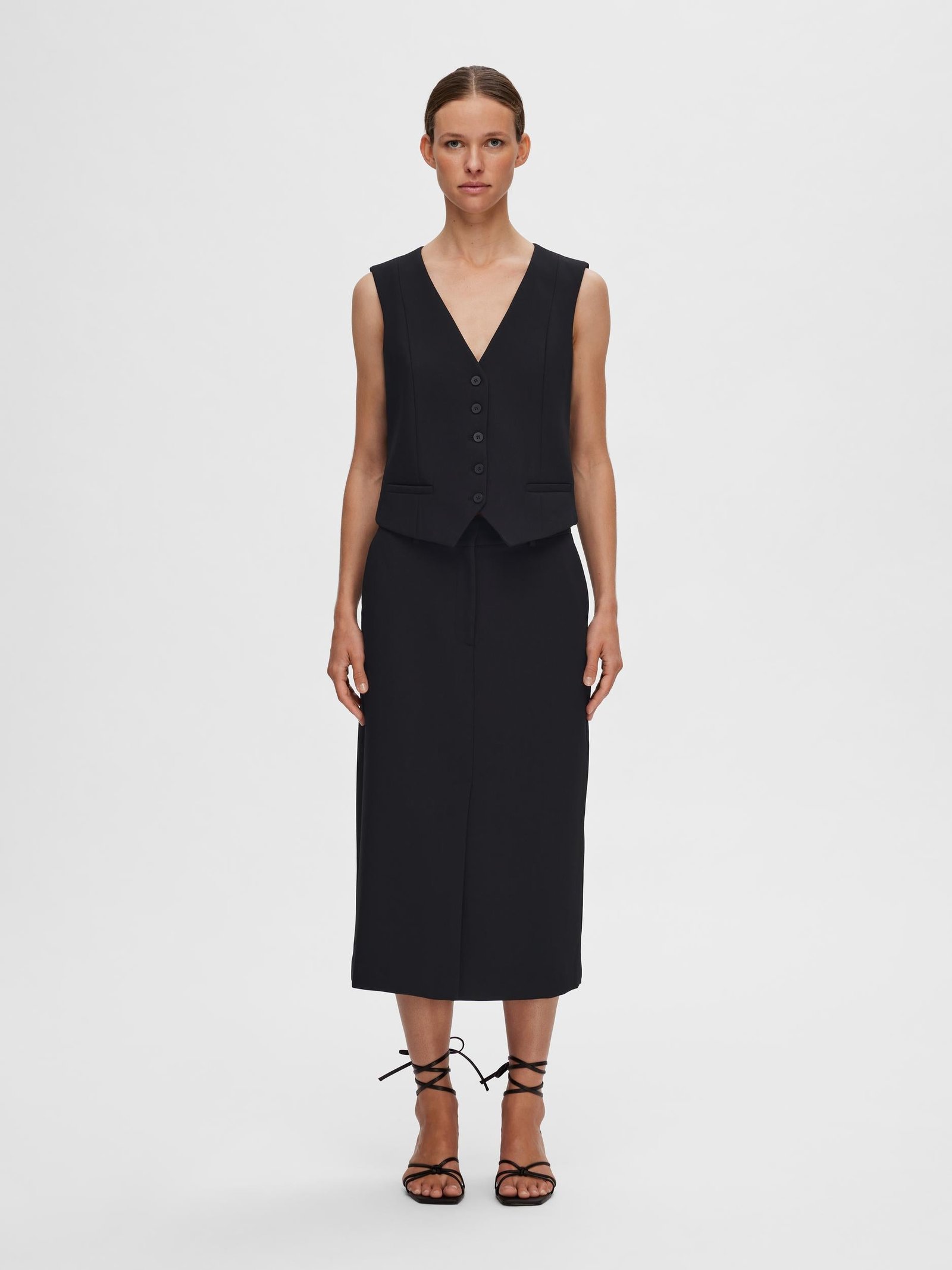 Selected Femme Naisten Liivi, SLFRITA VEST BLACK Musta