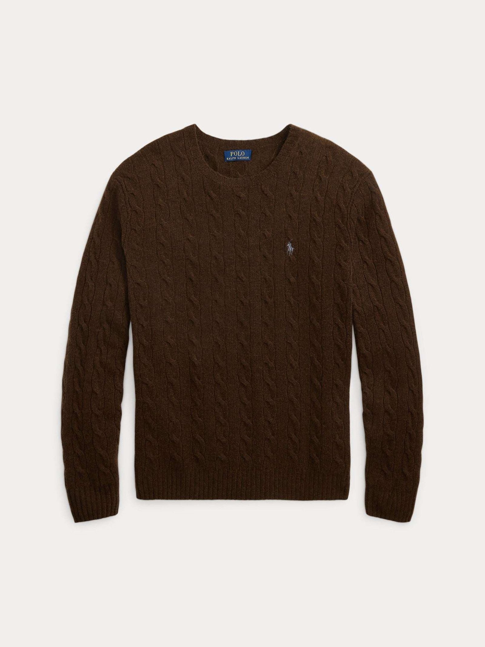 Polo Ralph Lauren miesten neulepusero LSCABLECNPP LONG SLEEVE PULLOVER, tummanruskea