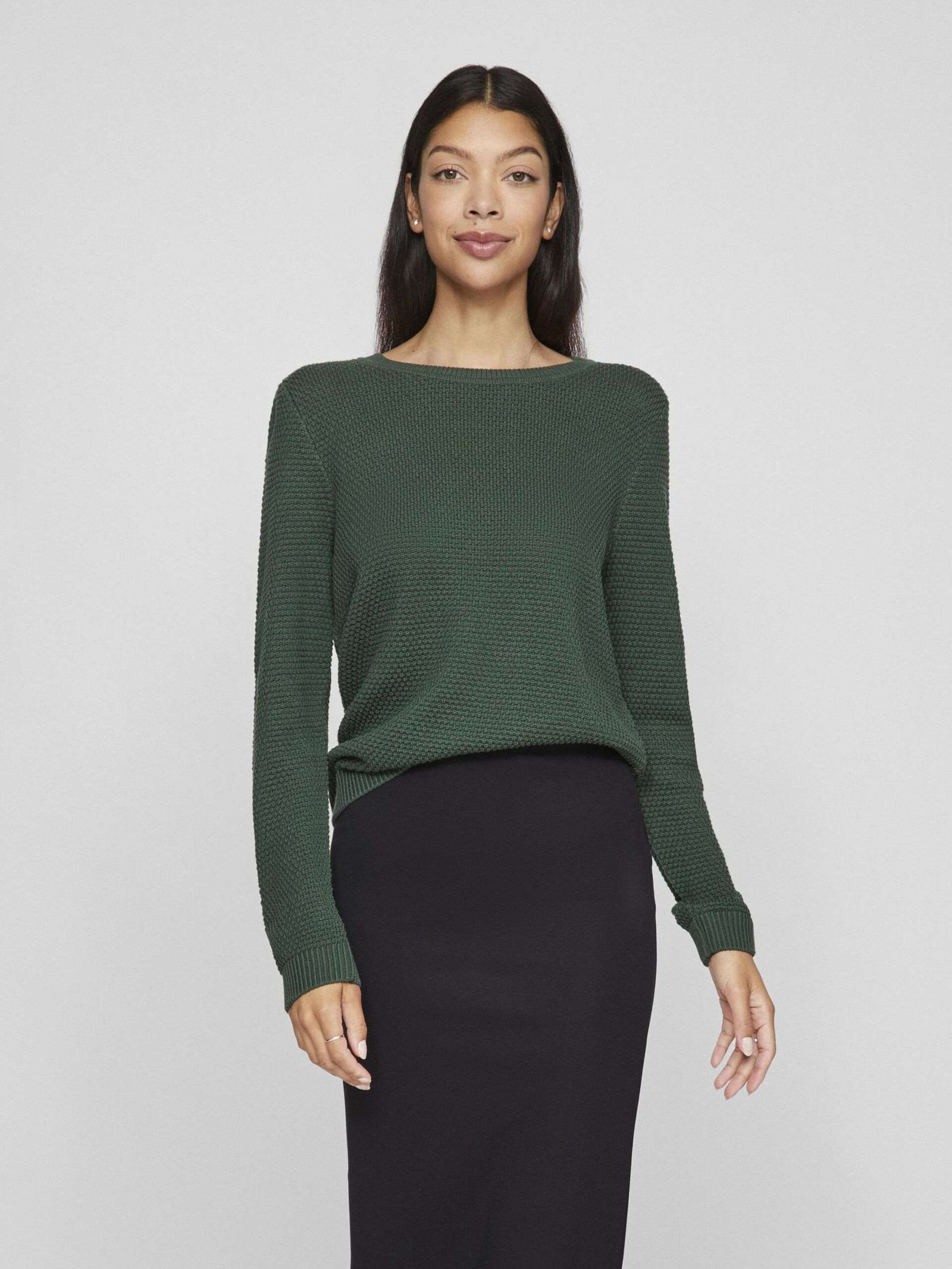 Vila neule, VIDALO O-NECK L/S KNIT TOP Armeijanvihreä