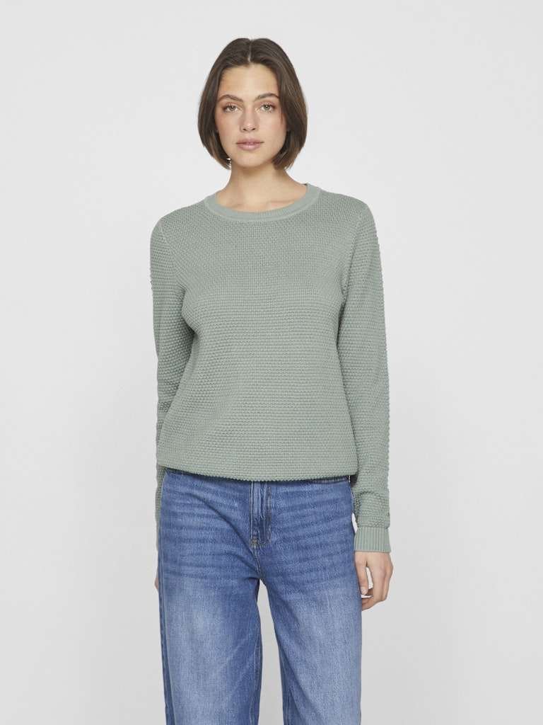 Vila neule, VIDALO O-NECK L/S KNIT TOP Chinois Green