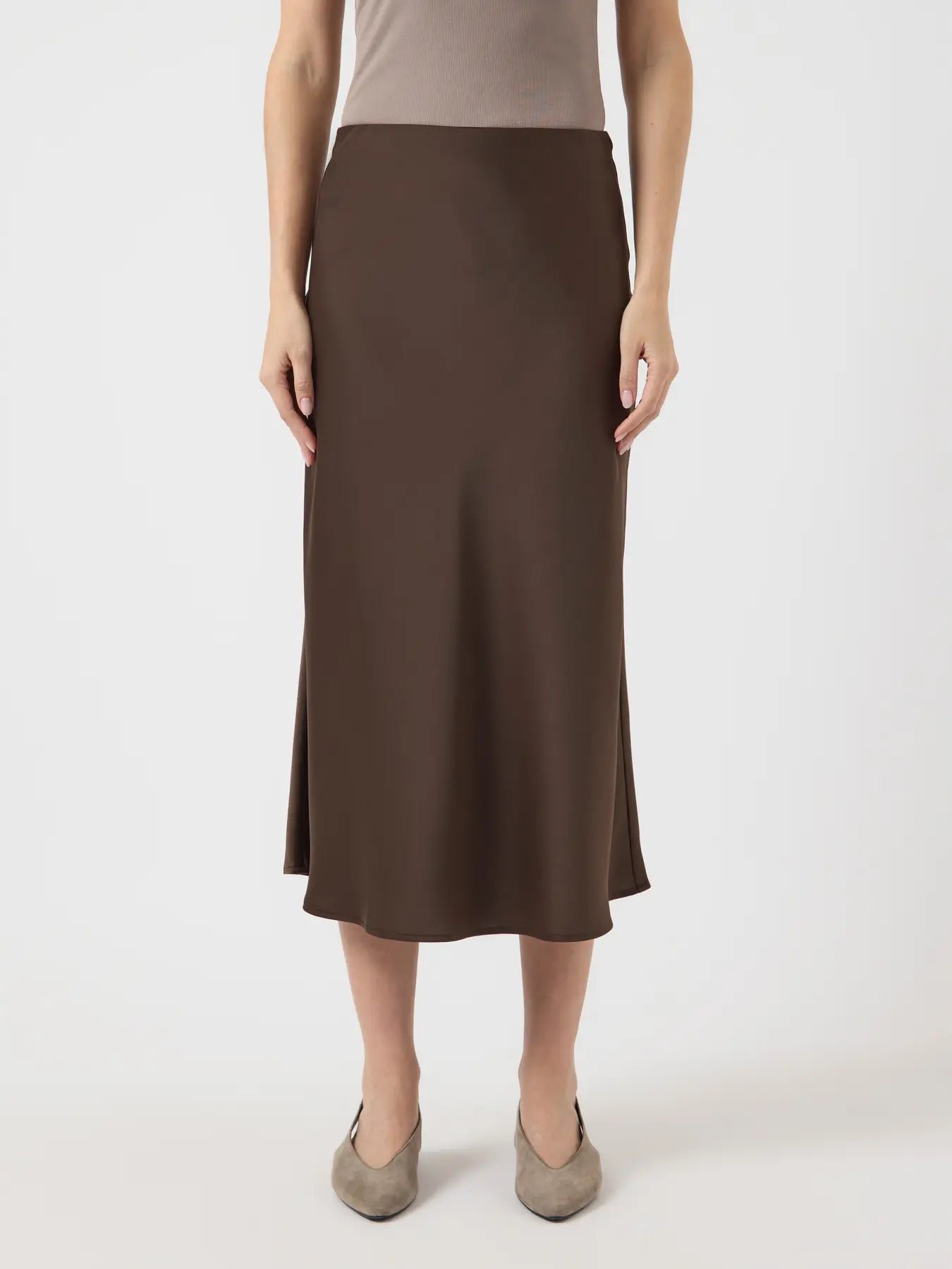 Y.A.S hame, YASPELLA HW MIDI SKIRT Chocolate Brown