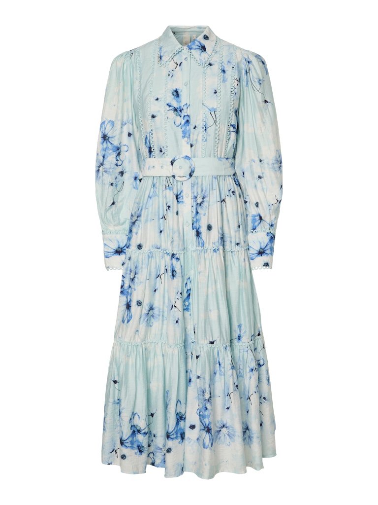 Y.A.S naisten mekko, YASBILLA LS LONG DRESS - SHOW Sininen Kuosi