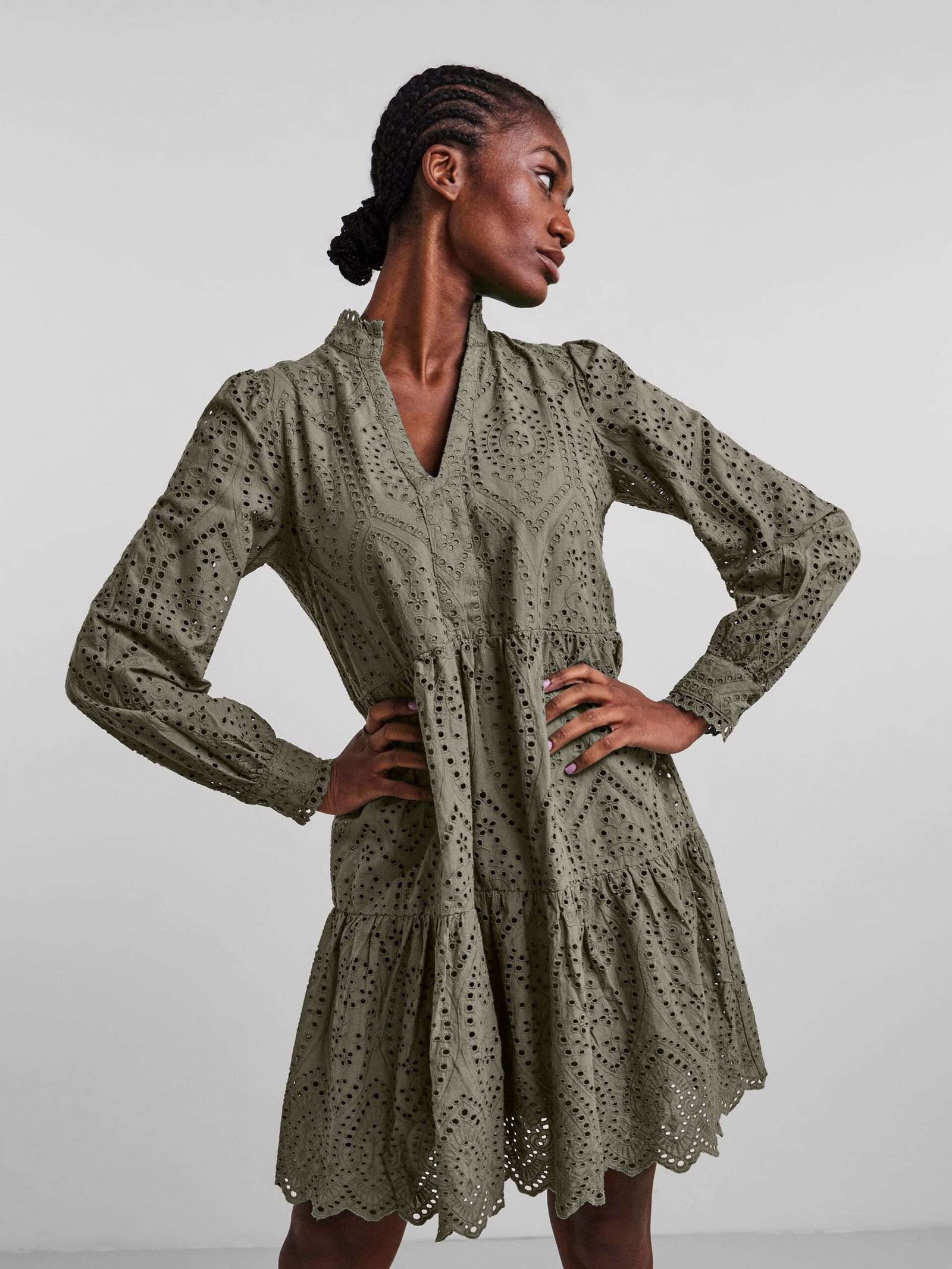 Y.A.S Naisten Mekko YASHOLI LS DRESS S Ruskeanharmaa