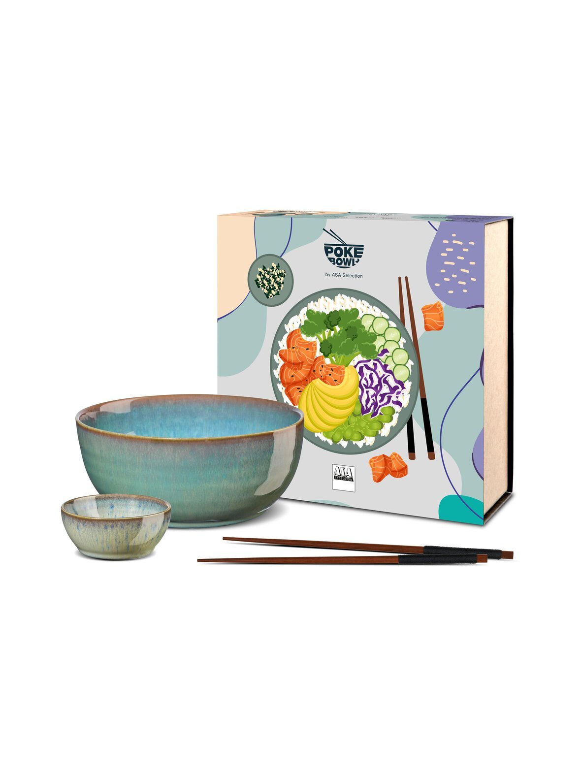 Poké tamari bowl and chopsticks set -astiasetti