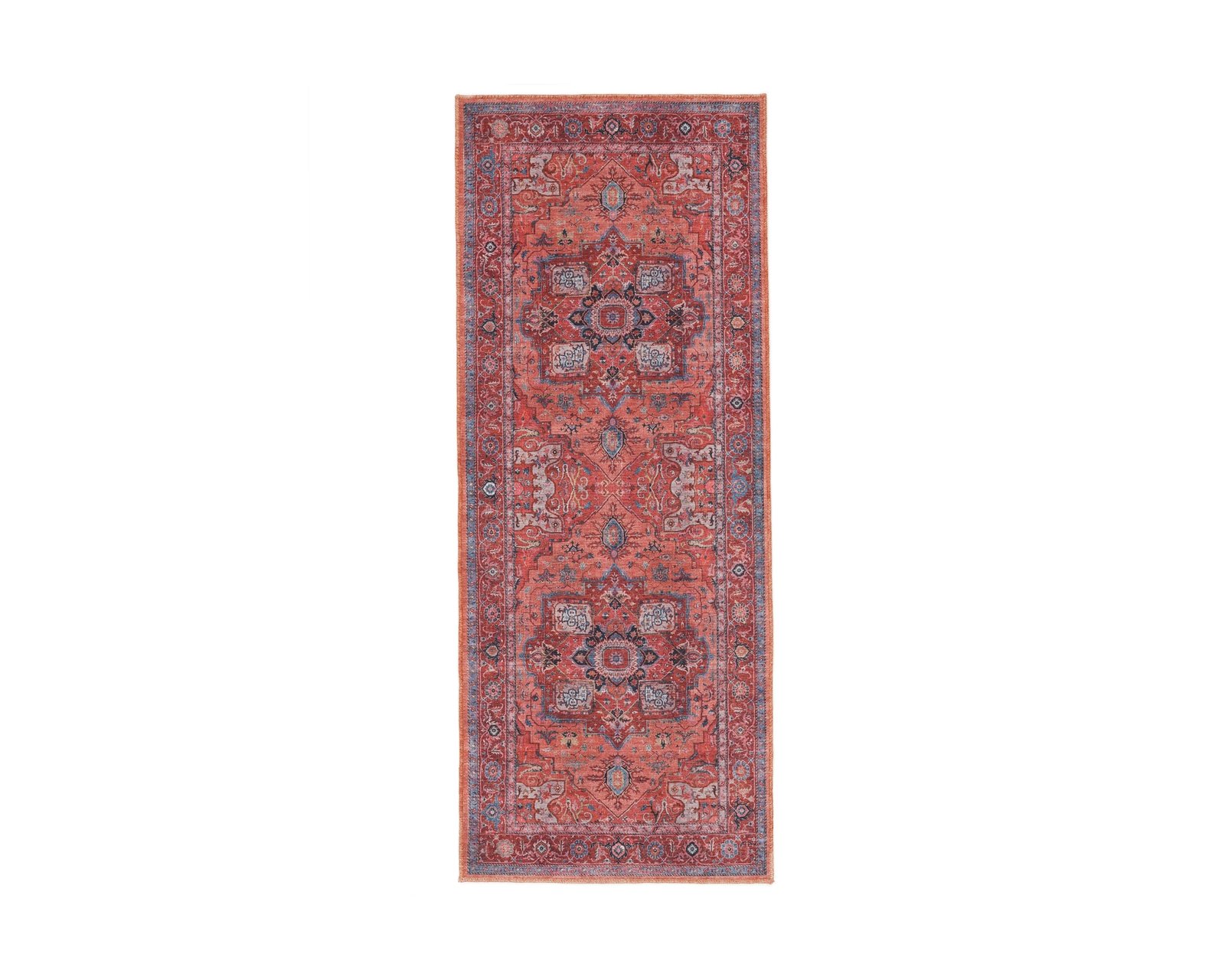 Rugvista matto 80 x 200 cm sininen / punainen
