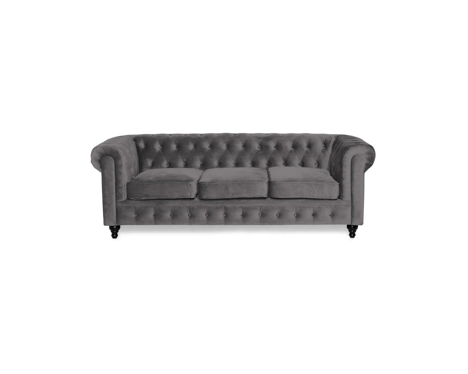 Chesterfield Lyx 3-istuttava samettisohva harmaa