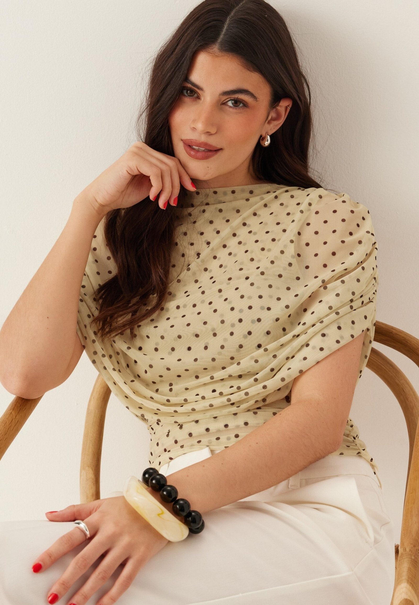 Drapy Mesh Cape Top