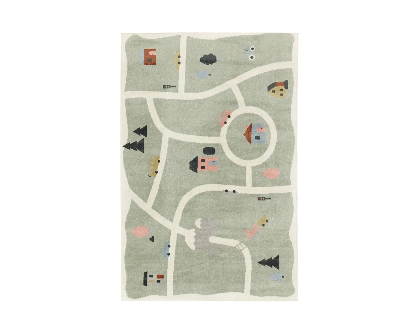 Rugvista Essential Road Map matto 100 x 160 cm vihreä