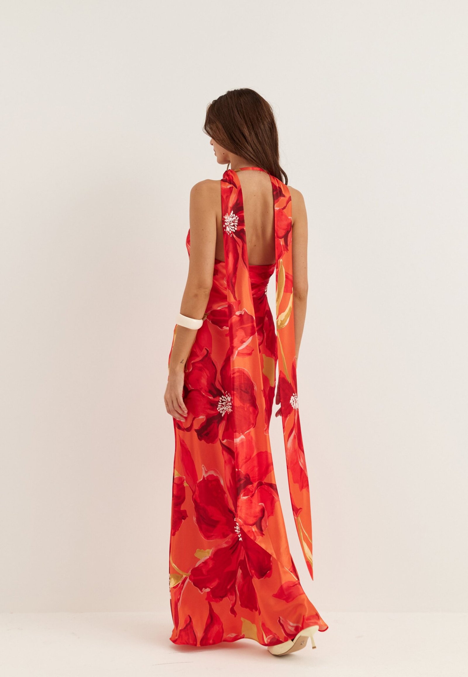 Clementine High Neck Satin Max