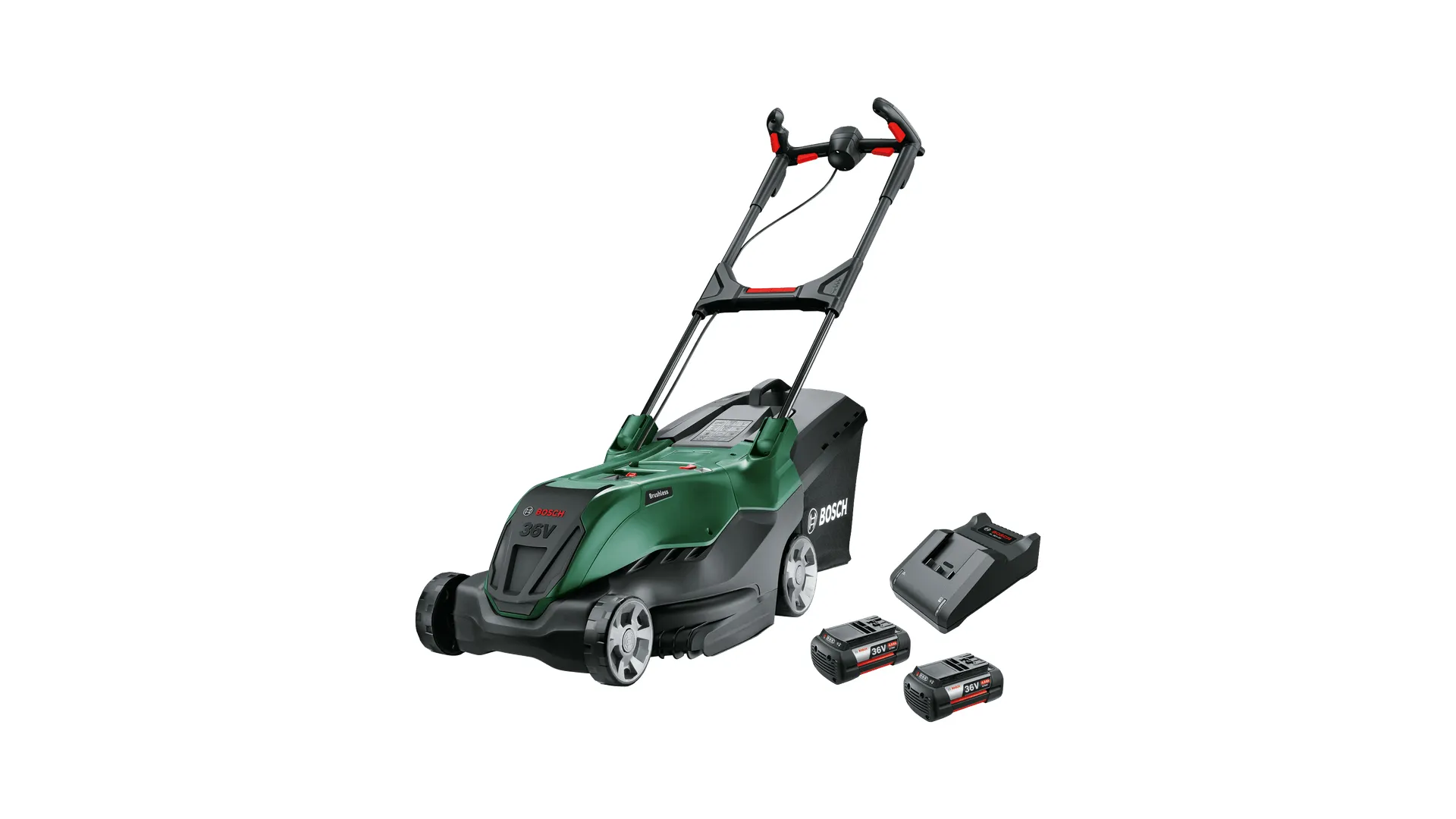 Bosch AdvancedRotak 36V-40-650 -akkuruohonleikkuri, 2 x 4,0 Ah:n akku ja latauslaite
