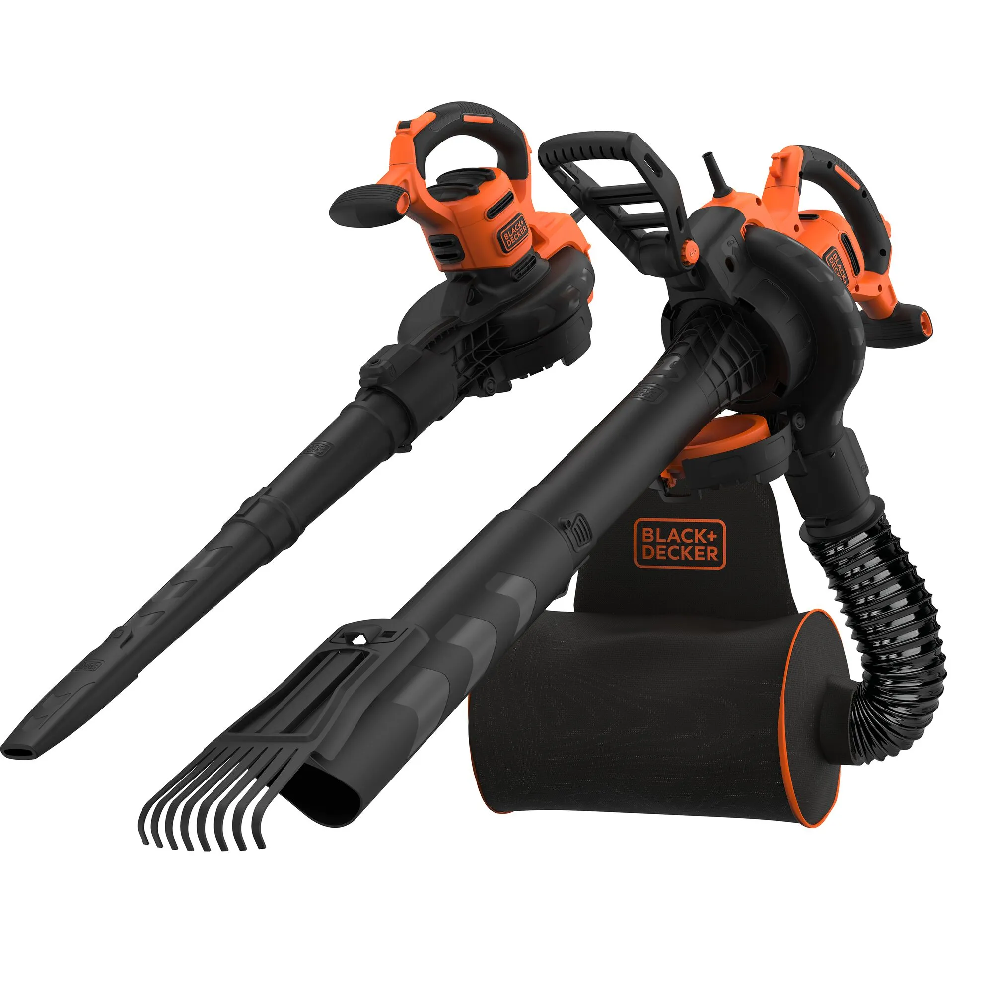 BLACK + DECKER 3-in-1 sähköinen lehti-imuri BEBLV301-QS, lehti-imuri / lehtipuhallin (musta / oranssi, 3,000 watts)