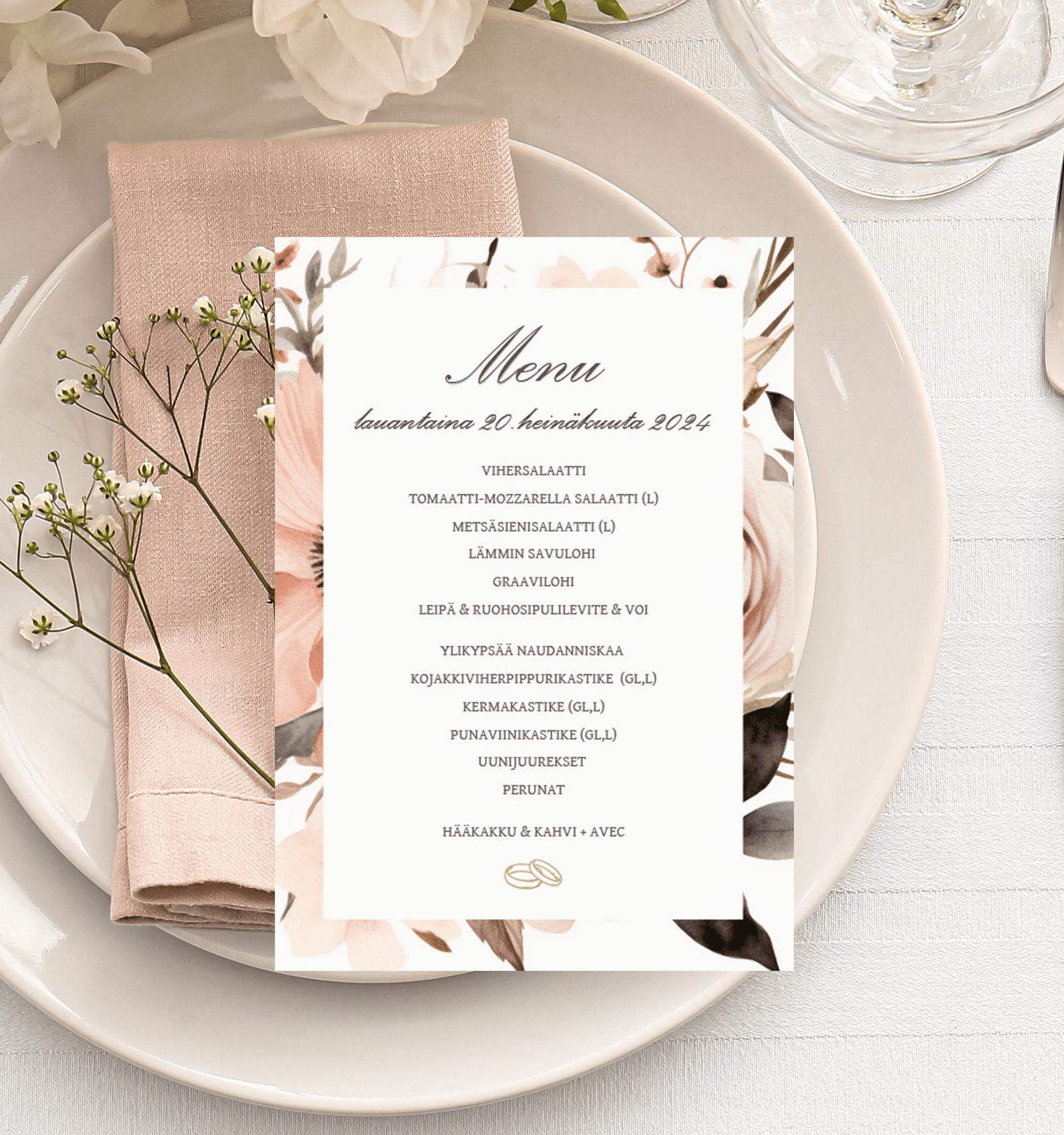 Menu/hääohjelmakortti, Wildflower