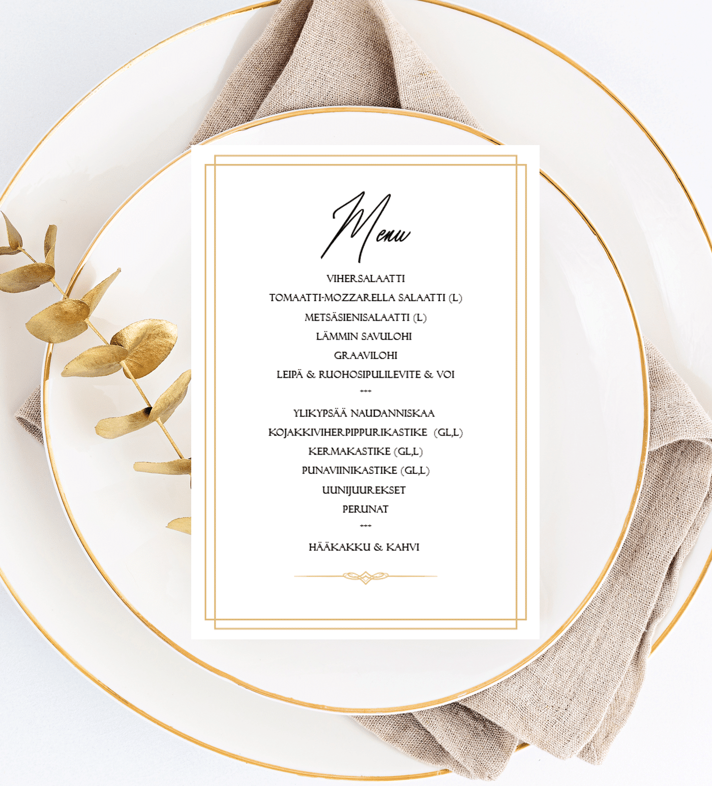 Menu/hääohjelmakortti, Gilded Romance