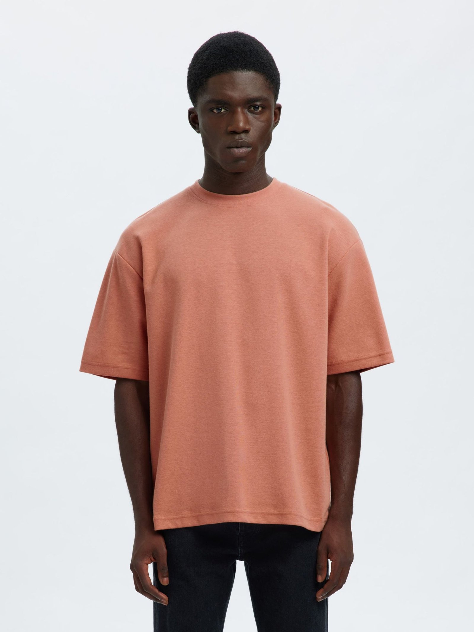 Selected miesten t-paita Looseoscar SS O-Neck Tee Noos, Rose Dawn