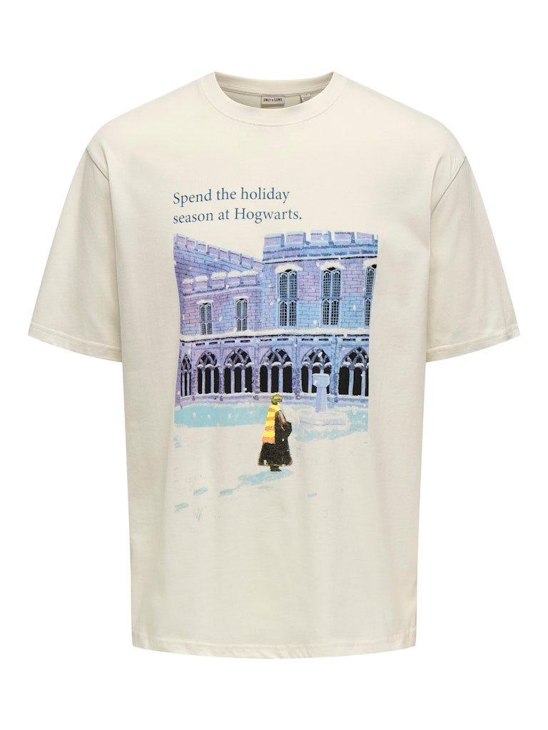 Only and Sons miesten t-paita ONSXMAS RLX SS TEE HP, Cloud Dancer