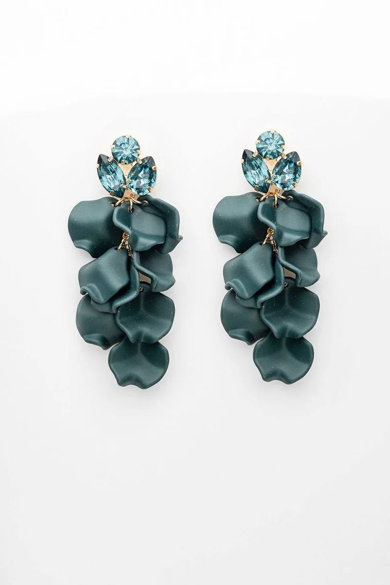Bow 19 korvakorut LEAF STONE EARRINGS, tummanvihreä