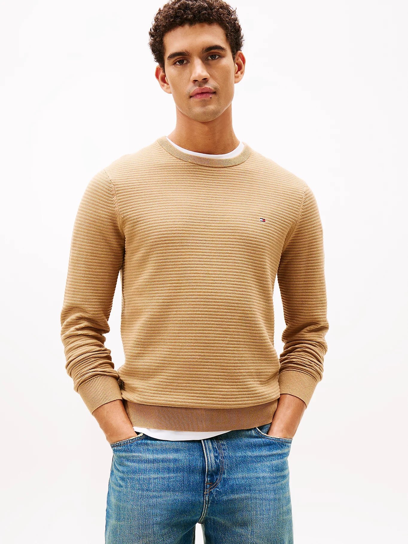 Tommy Hilfiger miesten neulepusero Seasonal Structure CNeck, beige